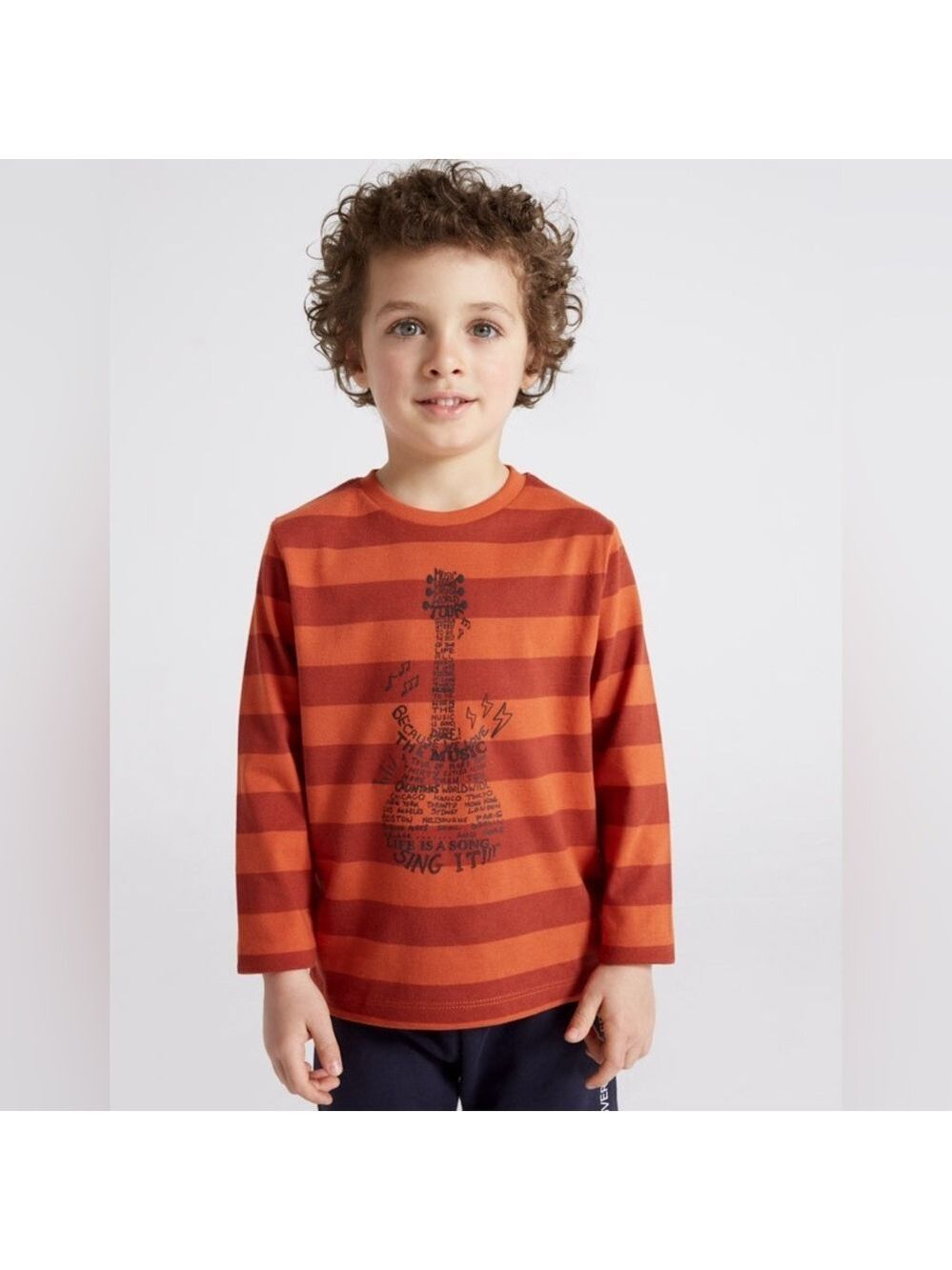 Size 2 Toddler Mayoral Striped Tee with Guitar Graphic